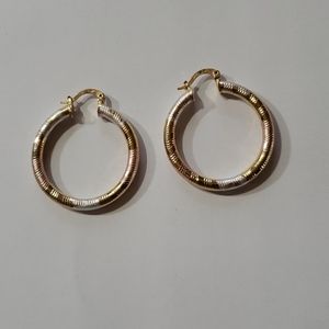 18k gold filled Tri gold hoop earrings